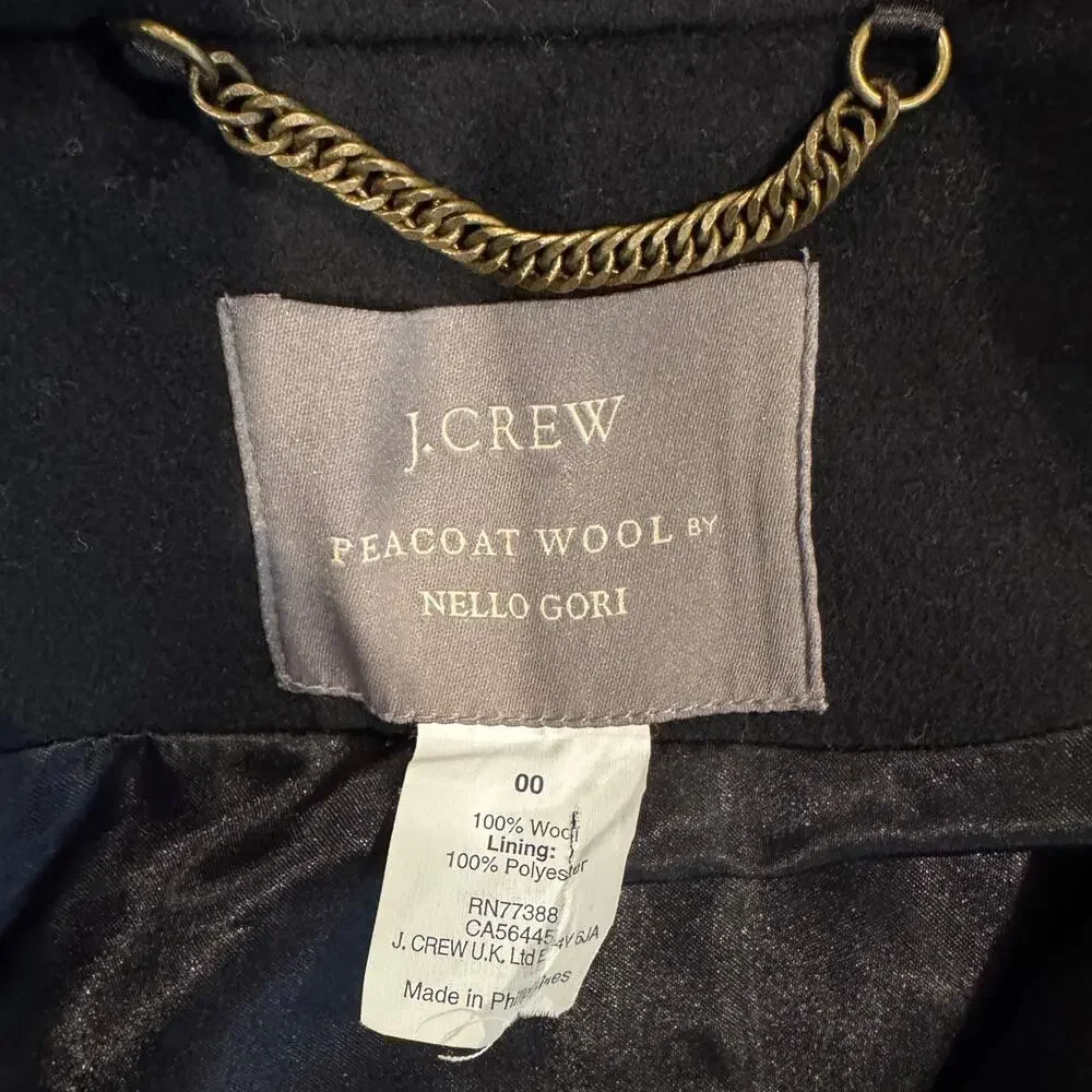 J. Crew Peacoat Wool by Nello Gori black tan Size 00